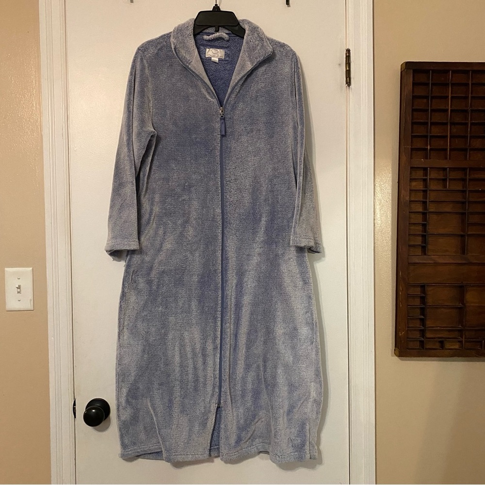 Vintage 90s Oscar de la Renta Fleece Full Zip Robe Size Small